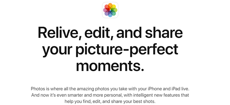 Apple Photos landing page
