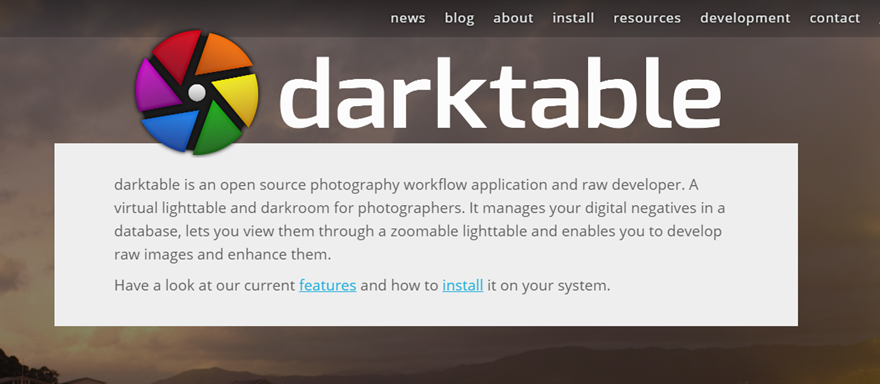 Darktable landing page