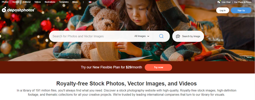 Depositphotos landing page