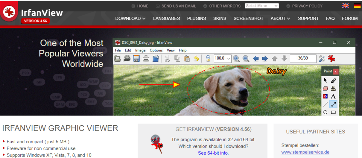 IrfanView landing page