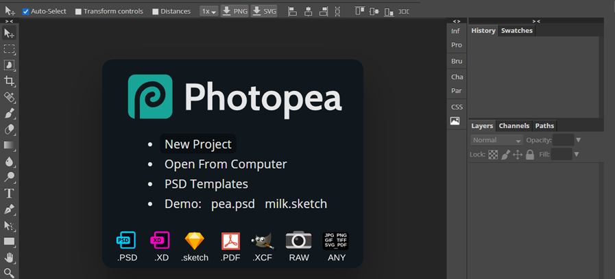 Photopea editor