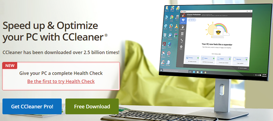 CCleaner landing page