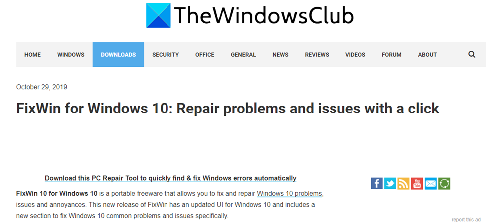 Fix Win homepage