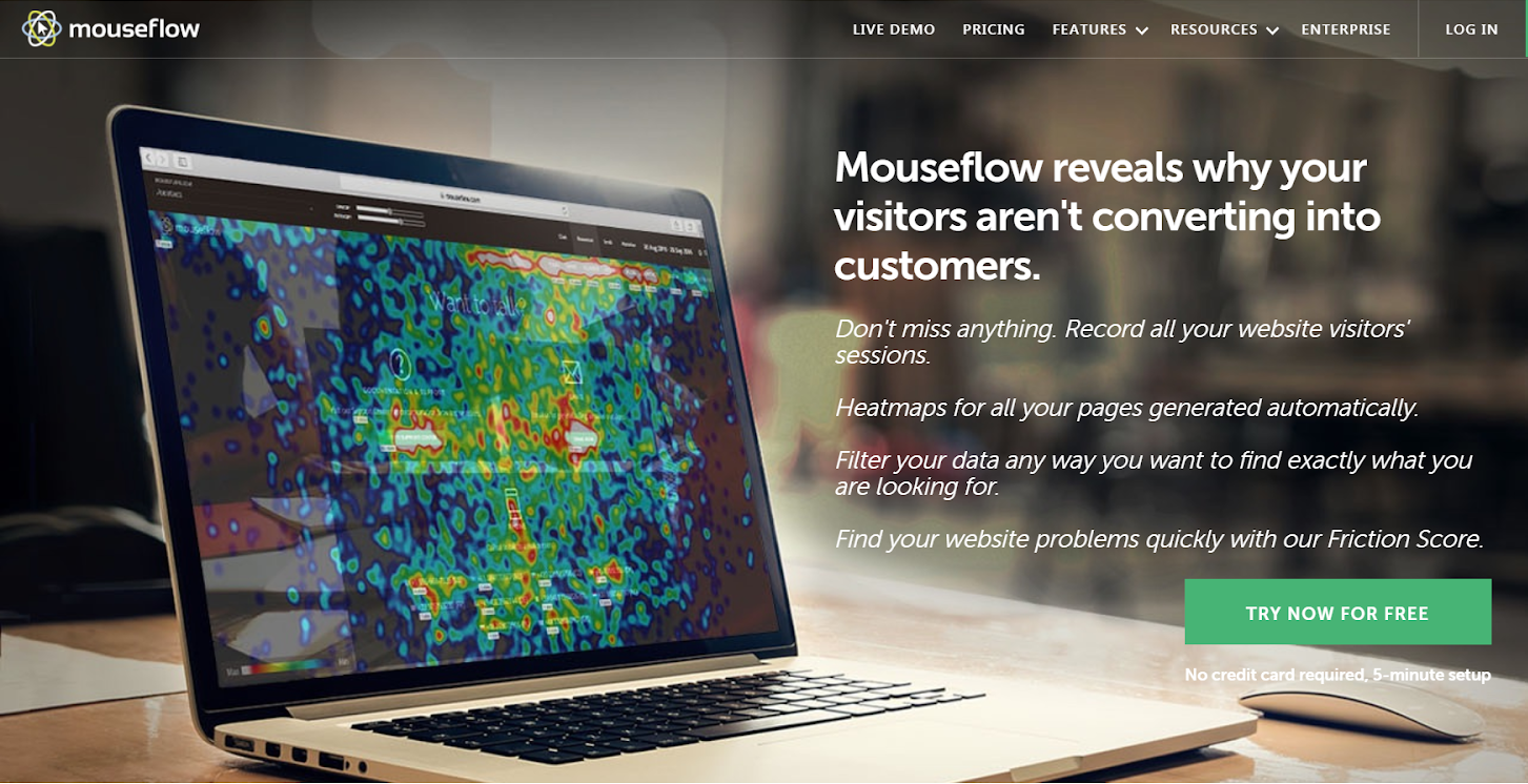 Mouseflow homepage