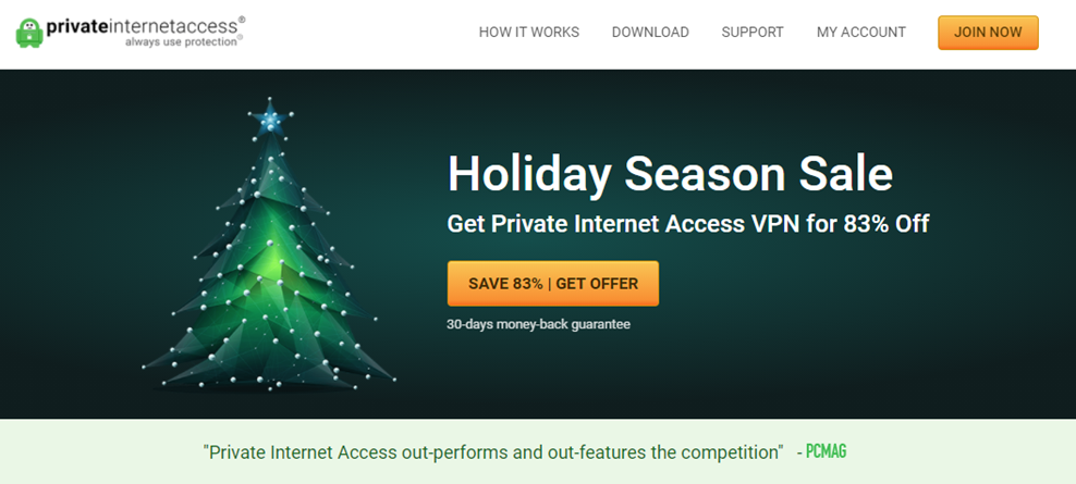 Private Internet Access landing page