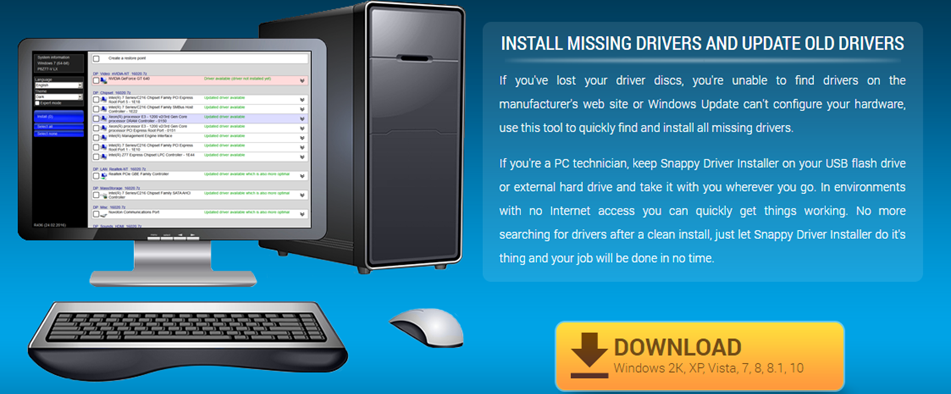 Snappy Driver Installer landing page