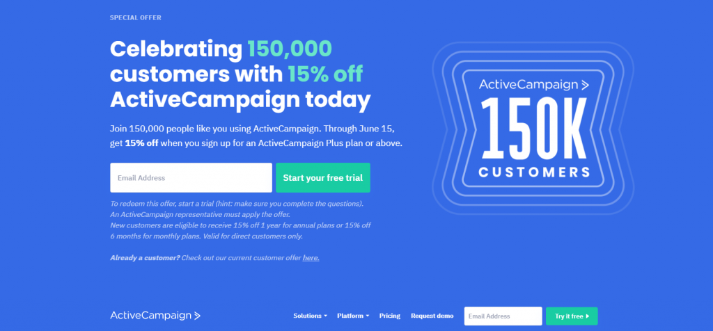 ActiveCampaign homepage