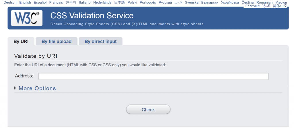 CSS Validation Service homepage