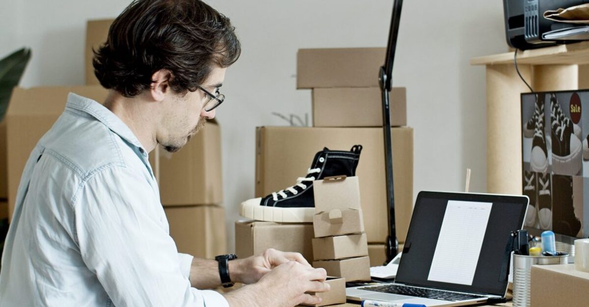 Man preparing packages