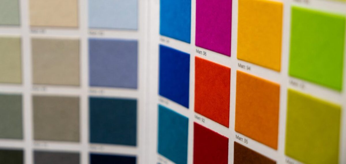 A color sample for Gmund Matte colors. "Vibrant pops of color radiate brilliantly in a celebration of unbounded creativity. Produced in forty-eight foundational colors, each crafted with a classic matt finish and designed for the Gmund Colors collection."