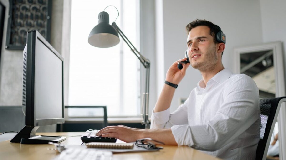 A man working in a call center