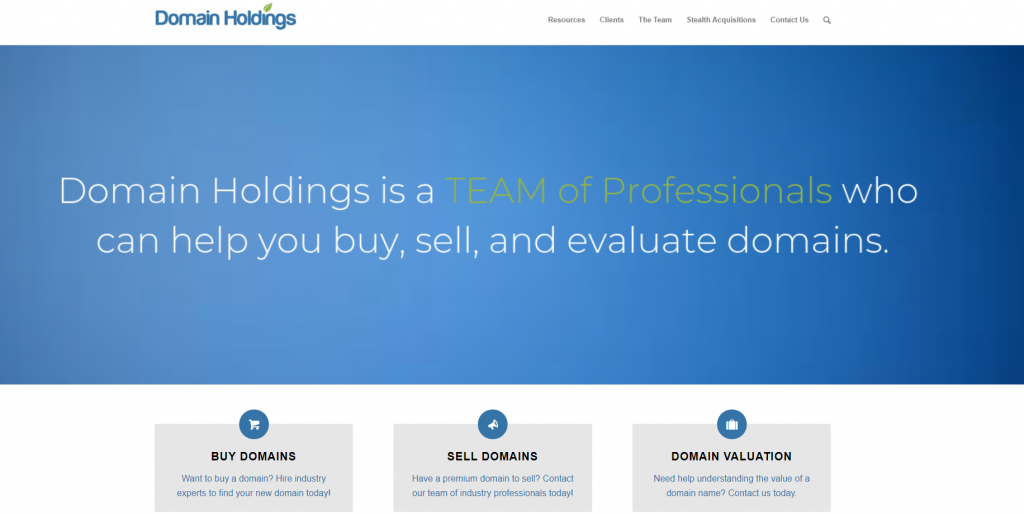 Domain Holdings homepage