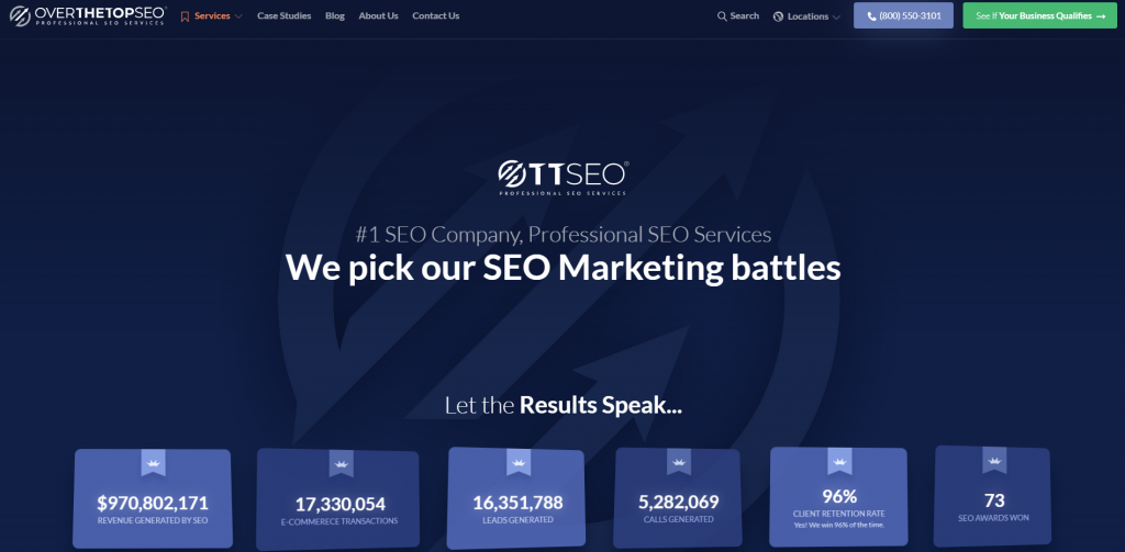 Over The Top SEO homepage