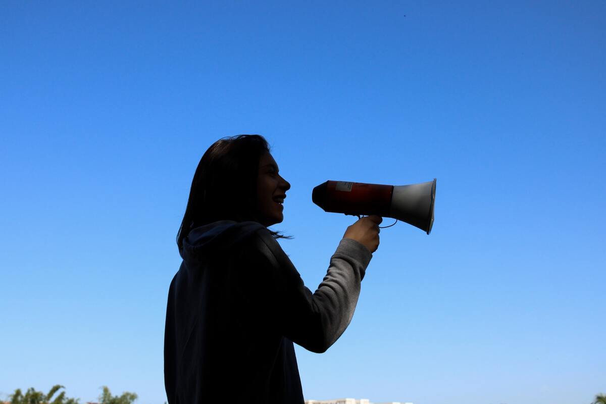 Person using megaphone