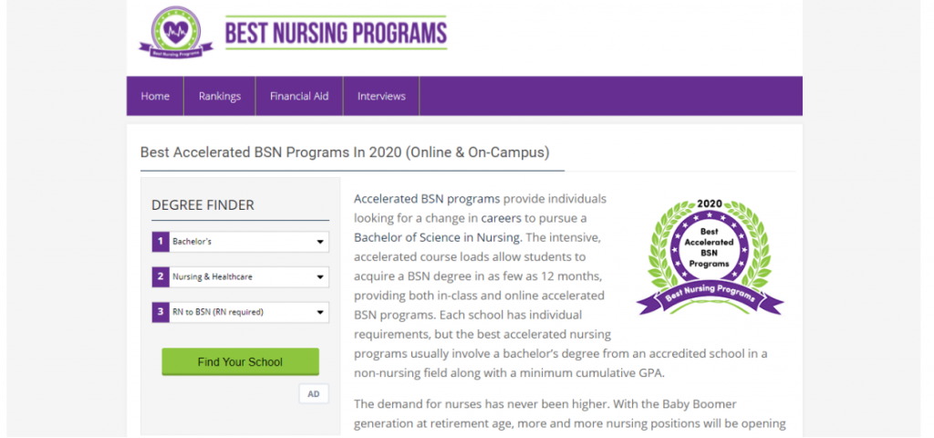 Best Nursing Programs website