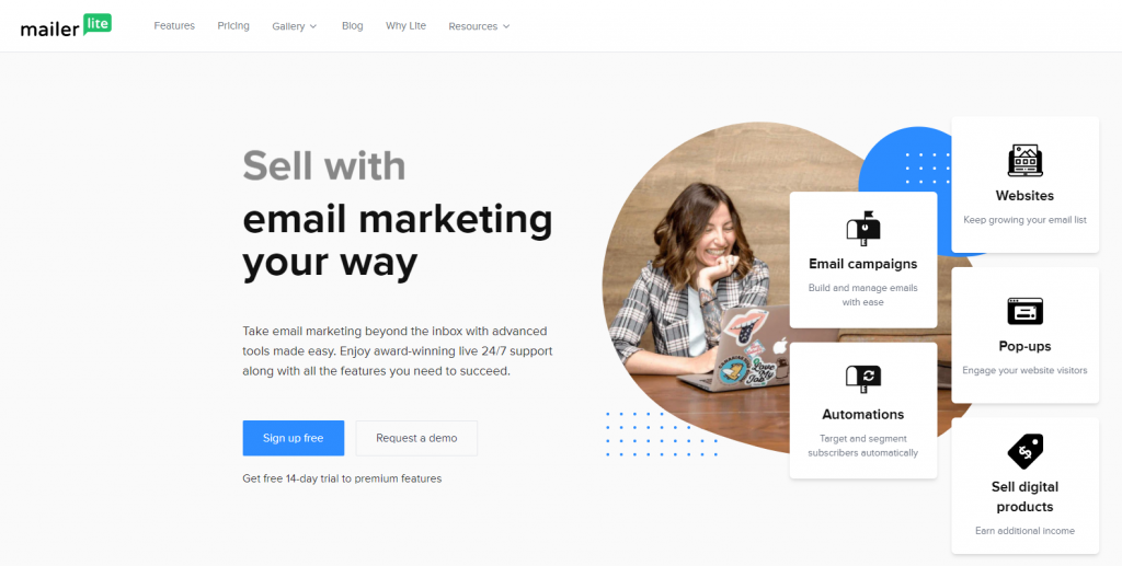 MailerLite homepage