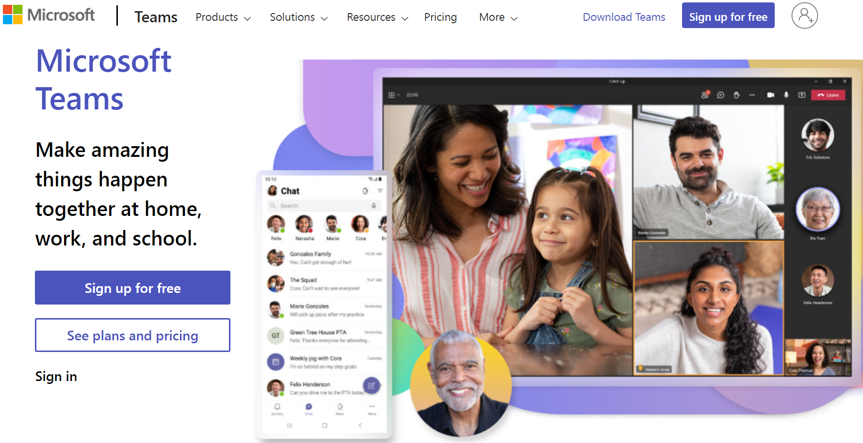 Microsoft Teams homepage