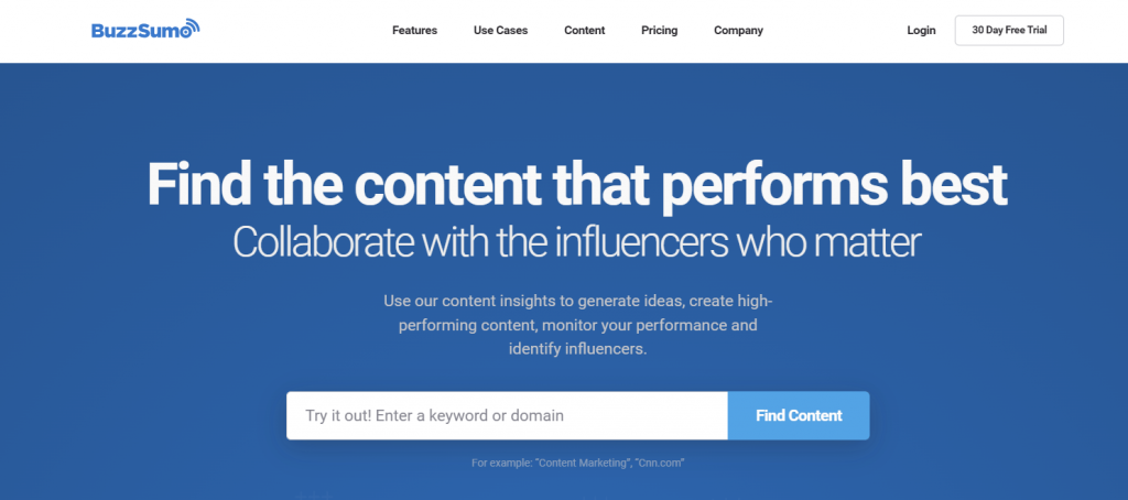 BuzzSumo homepage