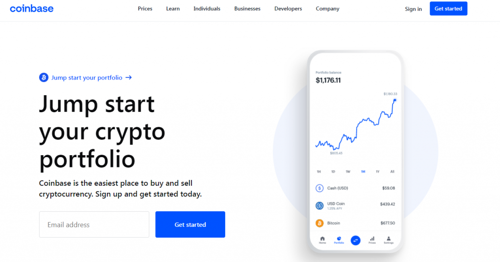 Coinbase homepage