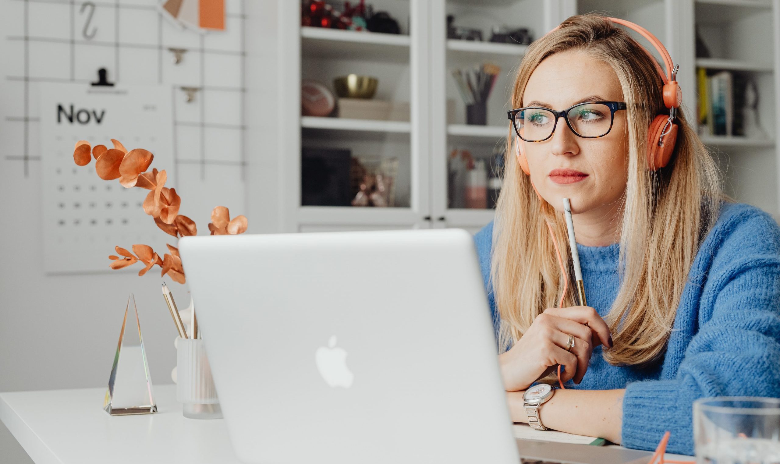 Woman thinking working