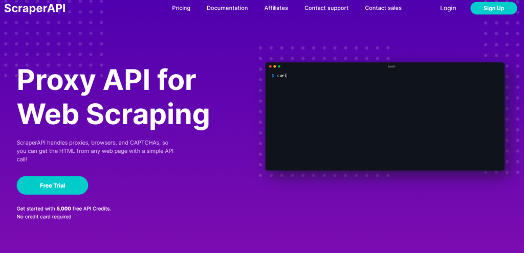 ScraperAPI website